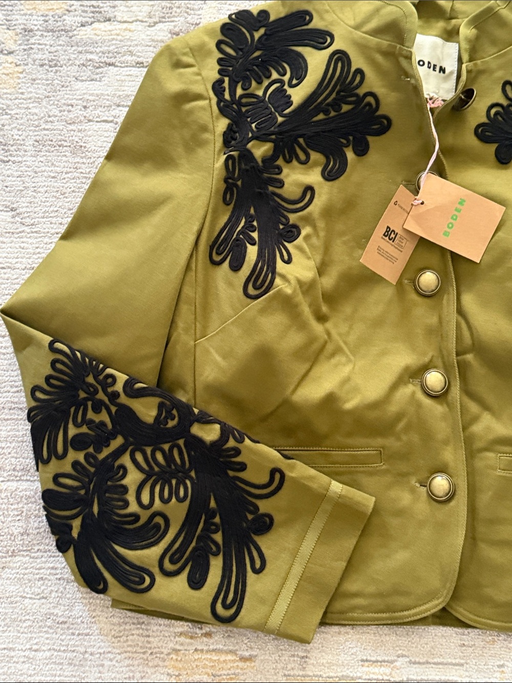 Boden Warwick Olive Green Embroidered Military-Style Jacket size 12 New - Picture 4 of 10